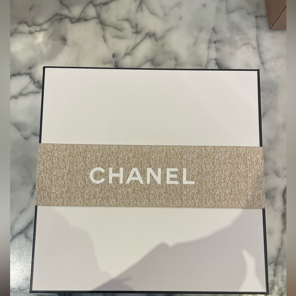 Large Chanel Box with Chanel ribbon, packaging and small dust bag.